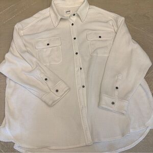 Aerie White Casual Button Down Shacket